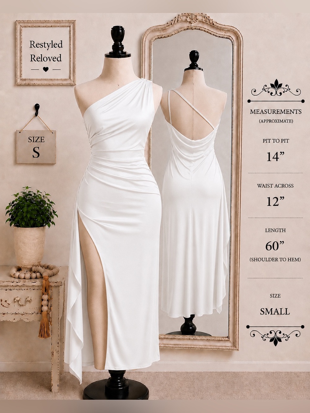 NWT OYS One-Shoulder Satin Maxi Dress – White | Size Small